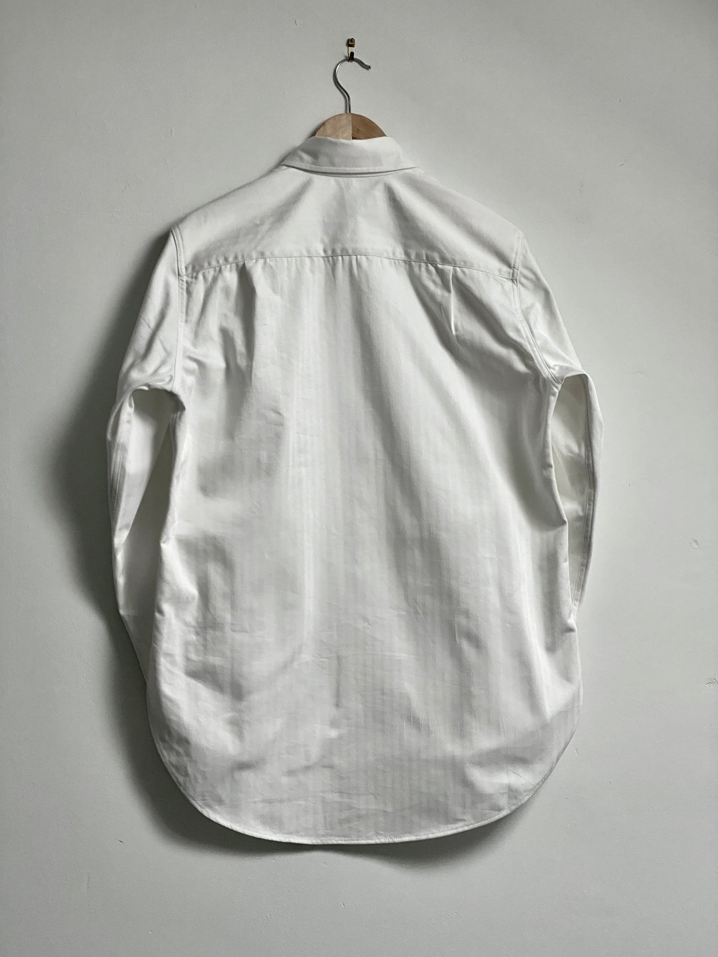 White Herringbone Pop Over Shirt back view
