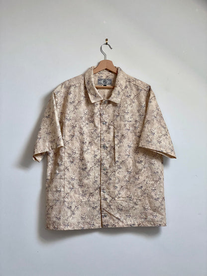 Vez short sleeve camp collar shirt floral embroidery front fully buttoned