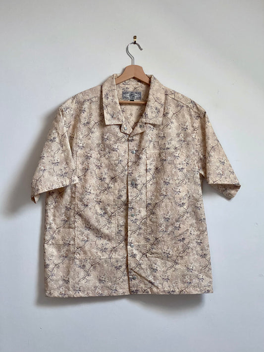 Vez short sleeve camp collar shirt floral embroidery