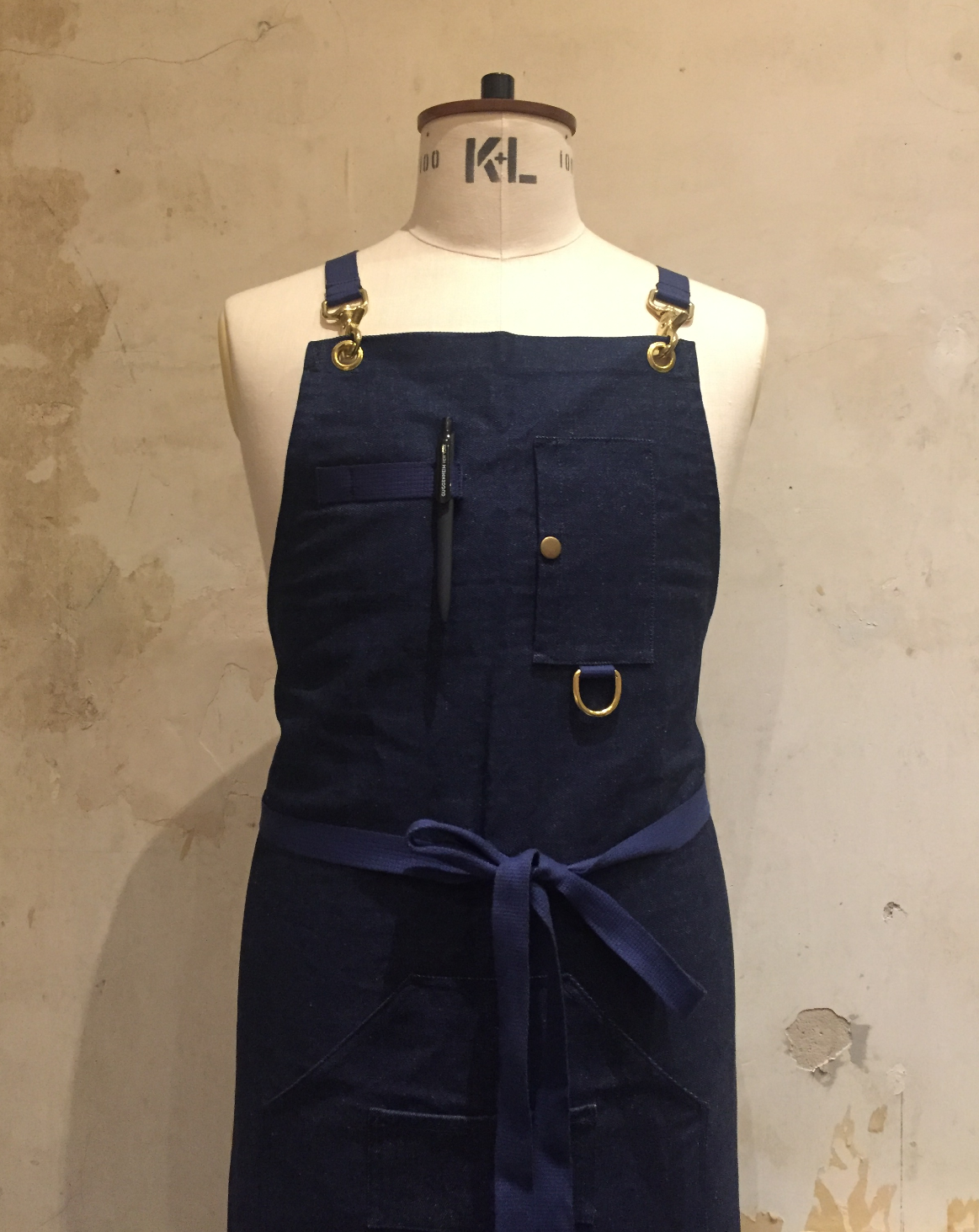 Denim Apron with Brass fittings